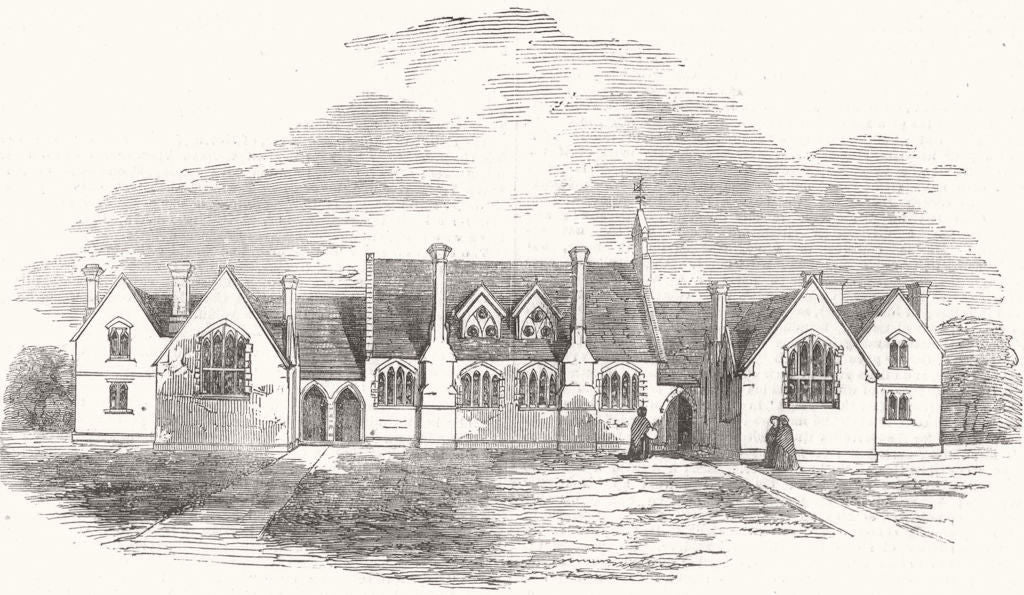 LONDON. National & Industrial Schools, Finchley 1855 old antique print picture